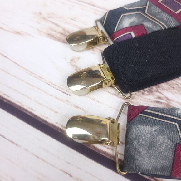 Vintage Abstract Print Adjustable Fabric Suspenders - Picture 4 of 5